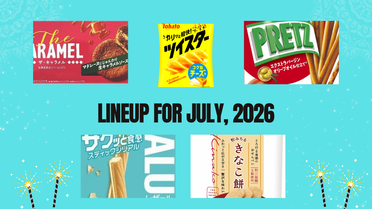 Load video: We carefully select classic Japanese snacks such as Hi-Chews and dagashi, as well as the latest snacks, and deliver them to you each month with 15-20 items with different contents!You are sure to find your favorites, including seasonal items and products unique to Japan!A brief description of the confectionery is included in the enclosed booklet.There is also a link to allergy information on the site for you to download and check.LINE UP : The CARAMEL, Tomato Pretz, Kinako Mochi, Wasabi Green Peas, Twister Cheese Flavor,Kororo Crown Melon Flavor, Home Sakutto Grilled Corn Flavor, LEZALU, PETIT Coffee Sandwich Cookies, Crunchy Delicious Baby Star (Savory Salt &amp; Pepper Flavor), Hi-Chew Tropical Mix (with Juicy Fruit Bits), Black Thunder, Mochitaro, Taratarashitenjyane~yo,Fu-Kashi (Square Shape),Yakiniku Santaro Delivery will take about 10-14 days from the time you place your order. (This may vary depending on delivery conditions.)Please note that depending on your location, we may have to cancel your order because it is outside the delivery area of our partner delivery company and cannot be shipped.